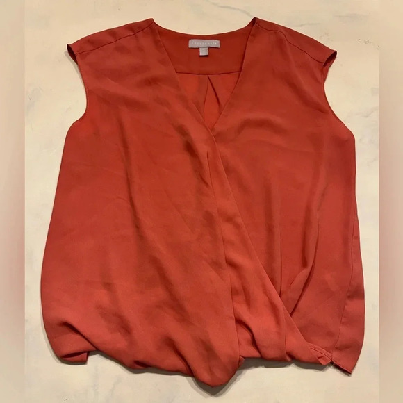CHELSEA28 Blouse Top Wrap Front Drape Waist V-Neck - Picture 1 of 4